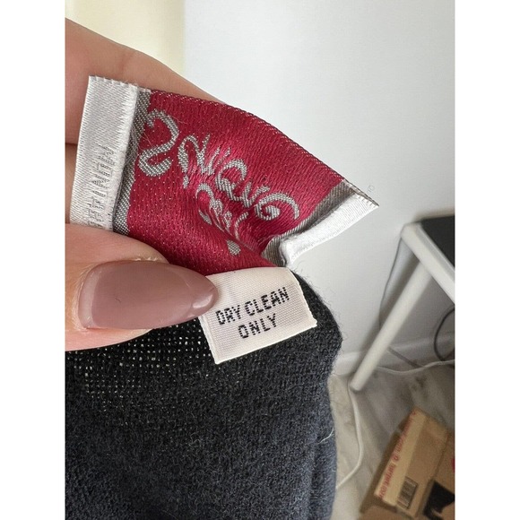 Vintage Cest Simone Black Blue Cape Cloak Coat Wool Fur Tails Trim Long Scarf - Picture 10 of 11